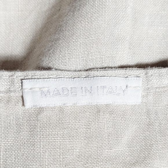 Made In Italy 100% Linen Lagenlook Balloon Hem Midi Dress with Pockets (XS/S) - Picture 6 of 7